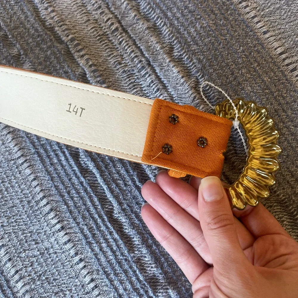 Vintage Gold & Orange Cloth Belt - Picture 7 of 8